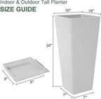 24" Tall White Planters for Outdoor Plants Set of 2, Large Flower Pots Planters - Image 2
