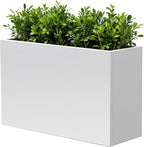 White Steel Heavy Planter for Outdoor Plants Metal Rectangular Outdoor Planter by DISCOVERINGBEAUTY
