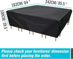 Velway Patio Furniture Cover Outdoor, Waterproof Rectangular Patio Table Chair - Image 3