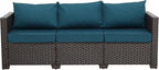 WAROOM Patio Couch PE Rattan 3-Seat Outdoor Sofa Brown Wicker Furniture Set by WAROOM