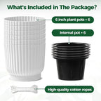 T4U 6 Inch Self Watering Pots for Indoor Plants, 6 Pack Plant Pots, Self - Image 6