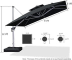PURPLE LEAF 11 Feet Double Top Deluxe Square Patio Umbrella Offset Hanging - Image 8