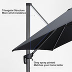 PURPLE LEAF 10 Feet Patio Umbrella Outdoor Cantilever Solar Powered LED Square - Image 8