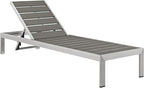 Modway Shore Aluminum Outdoor Patio Chaise Lounge Chair in Silver Gray - Image 3