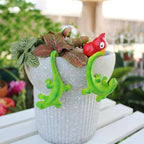 Set of 2 Funny Bird Catching Gecko Figurines Flower Pot and Vase Hugger - Image 4