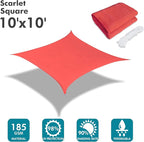KANAGAWA Sun Shade Sail 10'x10' Scarlet Rectangle UV Block Canopy Awning - Image 2