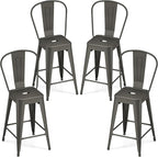 COSTWAY 24'' Metal Bar stools Set of 4, by COSTWAY