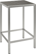 Modway Shore Aluminum Outdoor Patio Square Bar Table in Silver Gray - Image 3