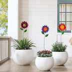 Metal Flowers for Outside, 3 Pack Flowers Decorative Garden Stakes Spring Decor - Image 5