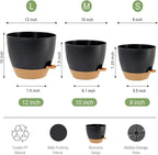 Large Self Watering Pots, 12/10/9 Plastic Planters - Image 2