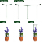 12Packs Plant Support Stake Half Round Plant Support, Stackable 3 Tier Garden - Image 4