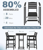 3-Piece Adirondack Bar Table and Chair Set, HDPE All-Weather Bar Height Chairs - Image 8