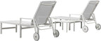 PURPLE LEAF Lounge Chair Outdoor Set 2 Pieces White Aluminum Chaise Lounge - Image 9
