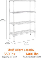Amazon Basics 4-Shelf Adjustable Heavy Duty Steel Wire Rack Storage Shelving - Image 3