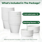 T4U Flower Pots 18-Pack, 5 Inch Plant Pot - Image 6