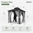 Aoxun 8'x8' Hardtop Gazebo, Aluminum Frame Canopy - Image 3