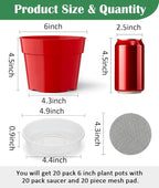 20 Pack 6 Inch Plant Pots, Thickened Plastic Flower Pots - Image 2