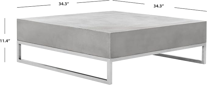SAFAVIEH Outdoor Collection Eartha Modern Dark Grey Concrete Coffee Table - Image 15