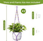 Macrame Plant Hanger, Wood Beads Cotton Hanging Planter Holder - Image 5