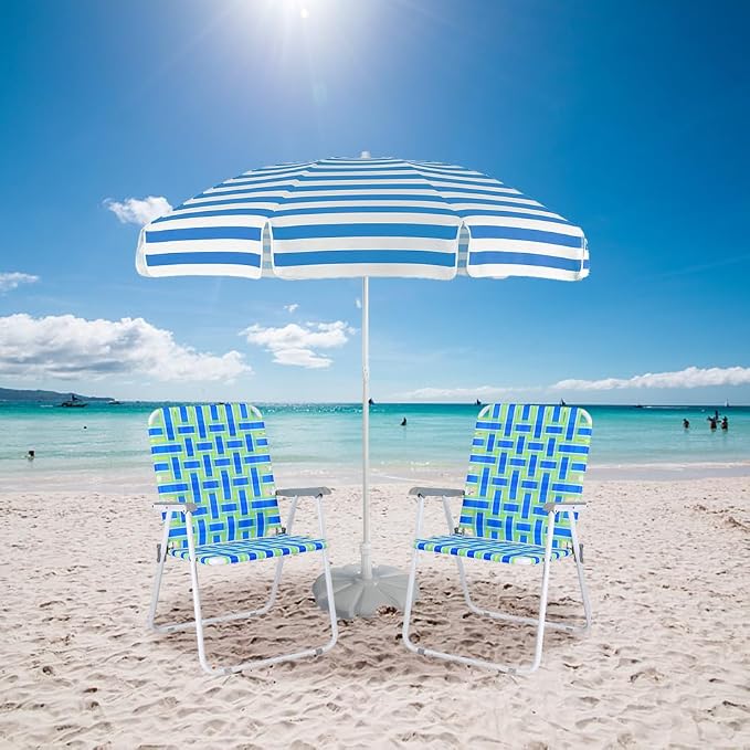 VINGLI Oversize Patio Lawn Webbed Folding Chairs Set of 2, Outdoor Beach Chair - Image 2