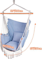 Hammock Chair Hanging Rope Swing Chair, Max 450 Lbs, Large Hanging Chair - Image 4