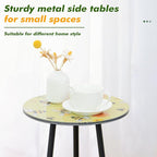 Metal Outdoor Side Tables Set of Two Small Outside Round End Table - Image 4