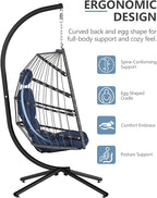 SWITTE Egg Chair Outdoor with Stand, Indoor Wicker Hanging Egg Swing Chair with - Image 6