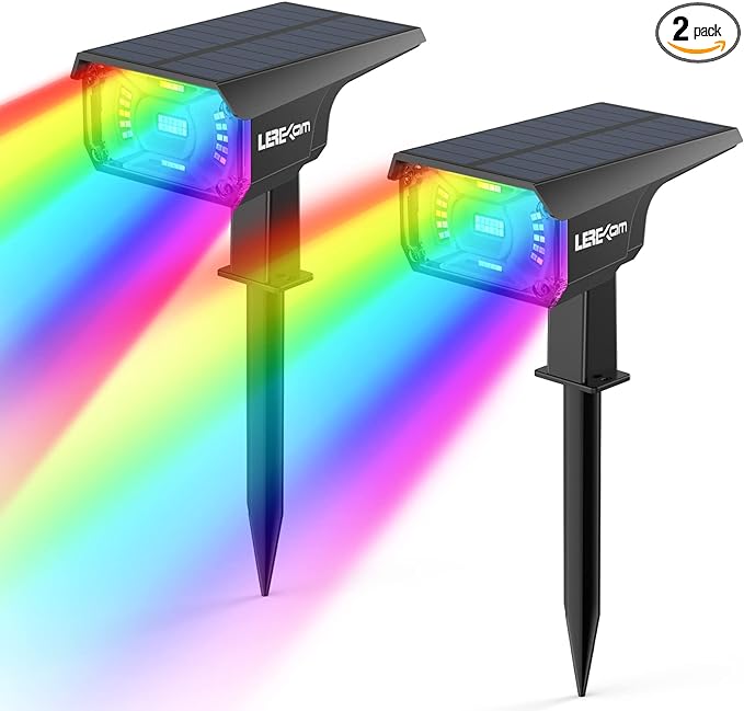 Solar Outdoor Lights, 40 LEDs Color Changing RGB Solar Landscape Path Lights by LEREKAM