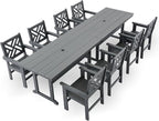 HDPE Dining Table Set for 8, 10-Piece Outdoor Table and Chairs Include 8 Dining by Unknown