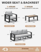 Aluminum Outdoor Patio Furniture Set, 4 Piece Oversized Patio Conversation Sets - Image 9
