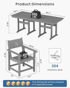9-Piece Outdoor Dining Set, HDPE Weatherproof Patio Table and Chairs Set - Image 2