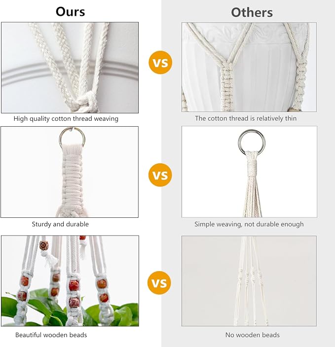 Belit Macrame Plant Hangers Indoor Outdoor 2 Pack Hanging Planters Basket - Image 7
