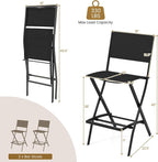 COSTWAY Outdoor Patio Bar Chair Set of 2, Folding Bar Height Stool - Image 2