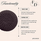 FRELISH DECOR Round Pouf Ottoman Hand Knitted 100% Cotton Pouf Foot Stool - Image 5