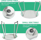 Patio Outdoor Coffee Table Set of 2, Weather Resistant Steel Round End Tables - Image 4