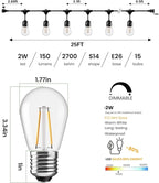 Svater 25 FT Outdoor String Lights 2W, Patio Light - Image 2