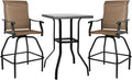 LEVELEVE Patio Bar Set 3pcs Swivel Bar Stools Outdoor Bistro Textilene by Enjoyyourlife