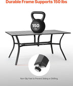 VEVOR Outdoor Patio Dining Table, 59 inch Long Rectangular Metal Steel Slat - Image 5