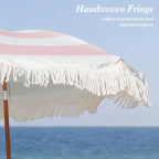 AMMSUN Boho Fringe Umbrella Outdoor Patio, 6.5ft UPF50+ Picnic Umbrella - Image 3