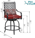 PHI VILLA Outdoor Swivel Bar Stools Set of 4, Counter Height Patio Chairs - Image 2