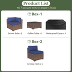 Aoxun 7 Piece Patio Furniture Set Wicker Rattan Patio Conversation Set Outdoor - Image 7