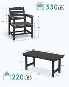 SERWALL 7-Piece Patio Dining Table Sets, Outdoor HDPE Dining Furniture Set - Image 4