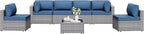 Shintenchi 7 Pieces Outdoor Patio Furniture Sets, Patio Sectional Sofa Couch by Shintenchi