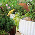 Set of 2 Funny Frog Statues Outdoor Flower Pot Hugger, Resin Hanging Frog - Image 8