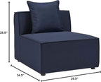 Modway EEI-4209-NAV Saybrook Patio Armless Chair in Navy Blue - Image 3