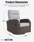 Outdoor Swivel Recliner Chair, All-Weather Wicker Reclining Patio Chair - Image 8
