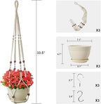 Macrame Plant Hanger with Pot, 3 Set Hanging Planters - Image 2
