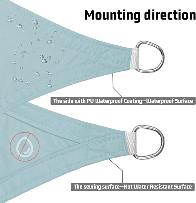 LOVE STORY Waterproof 10' x 10' x 14' Triangle Sky Blue Sun Shade Sail Cannoy - Image 3