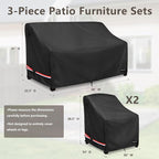 Patio Furniture Covers, 3 Piece Heavy Duty Waterproof Outdoor Furniture Covers - Image 2