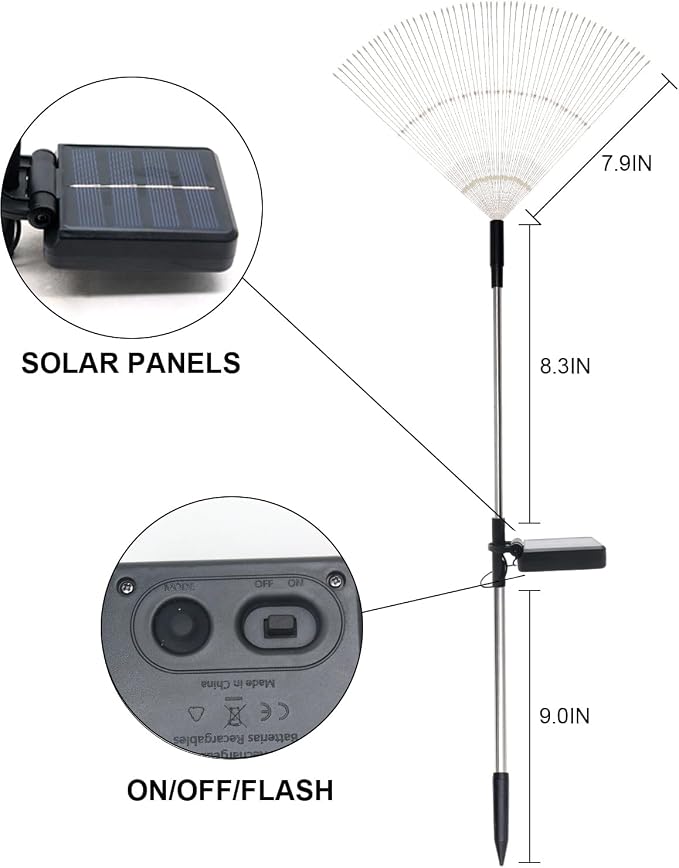 Solar Garden Firework Lights Outdoor Waterproof 2 Pack Solar Powered Art Stake - Image 8